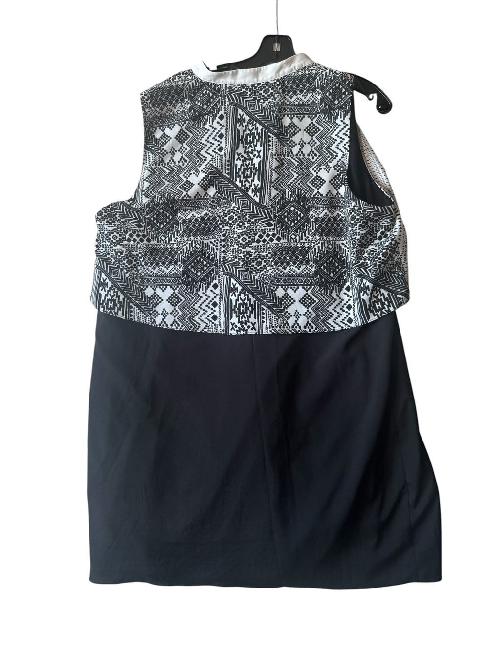 DKNY Layered Sleeveless Midi Dress Black White Abstract Geo Print Asymmetric XL - Picture 4 of 15
